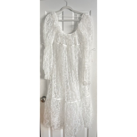 For Love & Lemons Kalea Sheath Midi Dress Women's Small Boho Wedding Bridal - Picture 4 of 14